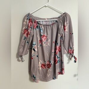 floral cinched long top blouse